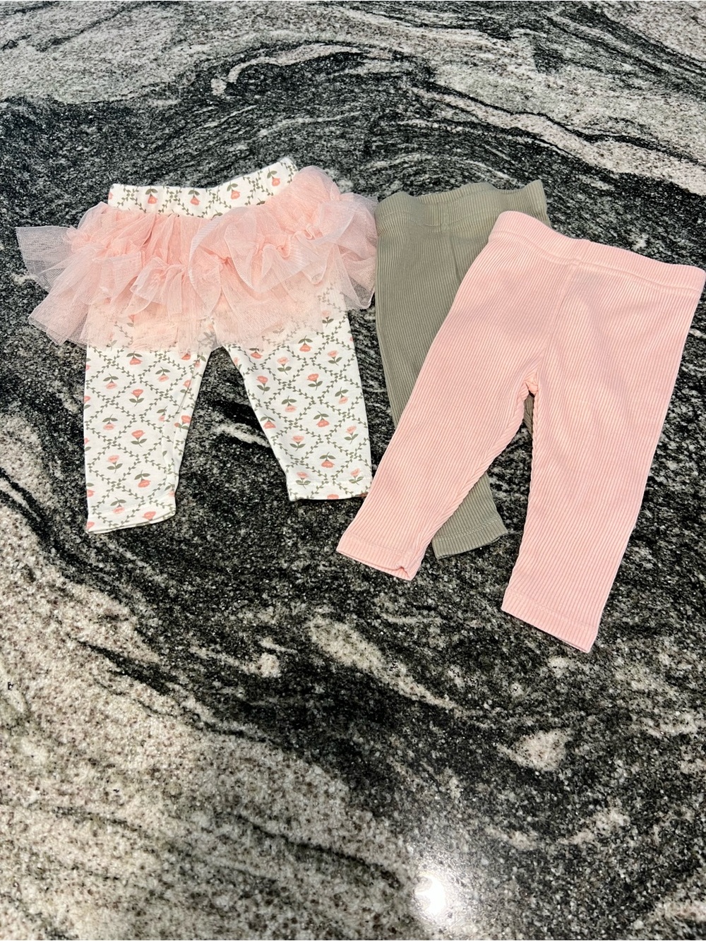 Nicole Miller Girls Pink Floral Tulle Leggings Trio